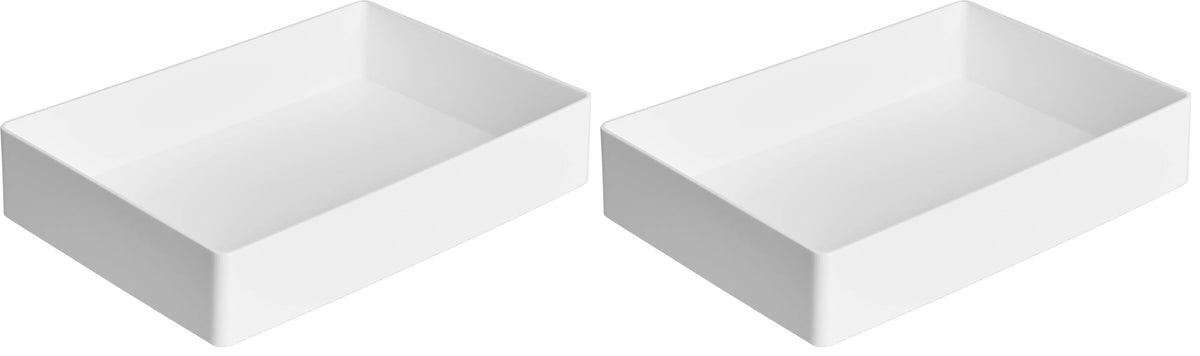Amazon Basics Rectangular Plastic Desk Organizer with Storage Trays, Accessory Tray, Drawer Organizer, 9.4 x 6.7 x 2 inch, White