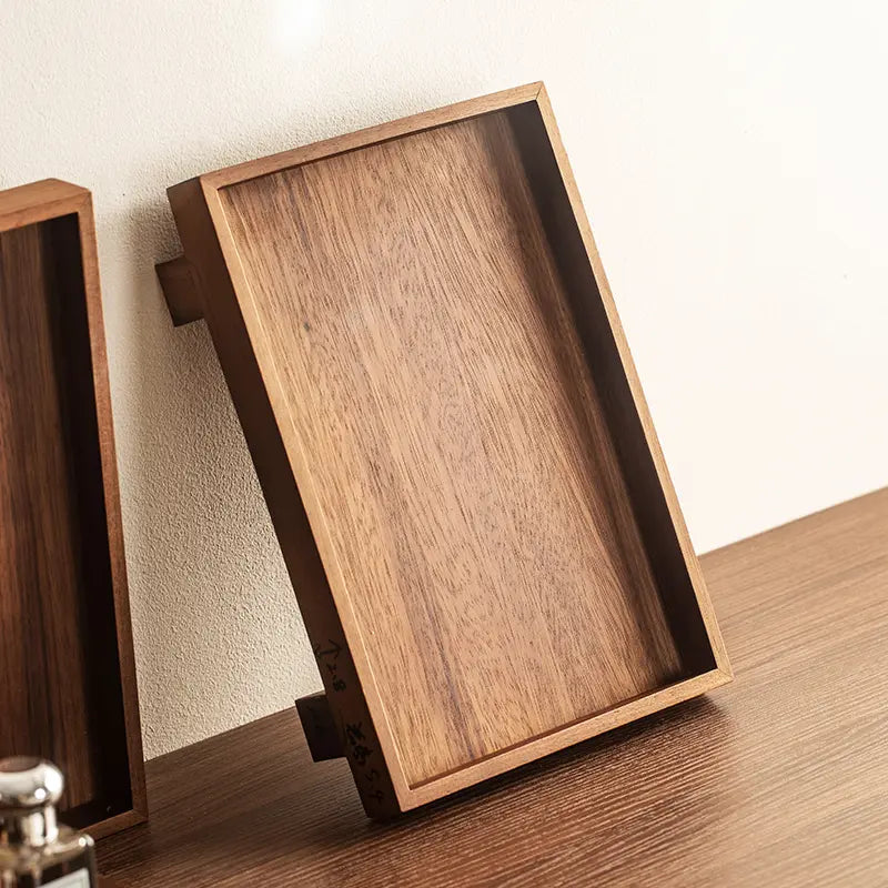 Handmade Solid Acacia Wood Vanity Tray - Handmade Detail, Rustic Grain Look, Solid Wood Travel Tidy, Durable Modern Home Decor Bathroom Gadget for Shampoo, Cosmetics, Travel Toiletries (Home Use)