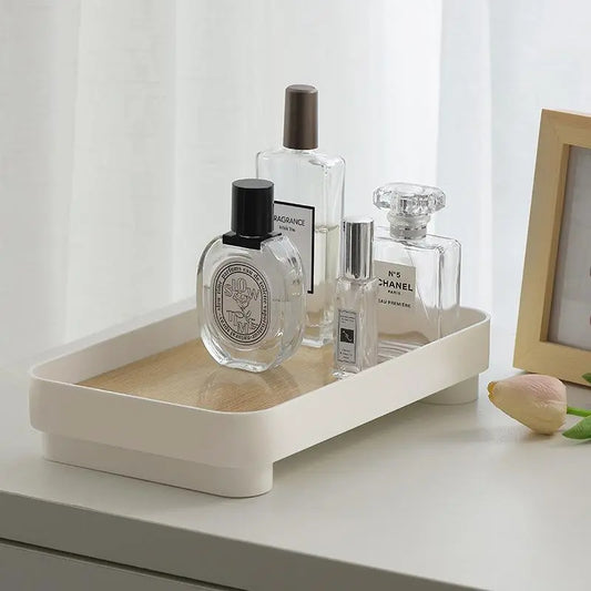 Wooden Desktop Storage Tray, Multi-functional Desktop Storage Box, Desk Organizer for Perfume & Cosmetic, Home Organizer for Living Room Bedroom, Container