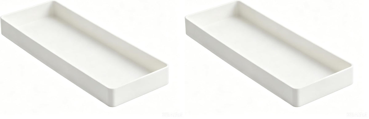 Amazon Basics Rectangular Plastic Desk Organizer, Half Accessory Tray for Office Supplies and Workspace Organization, 9.4" x 3.3" x 1", White