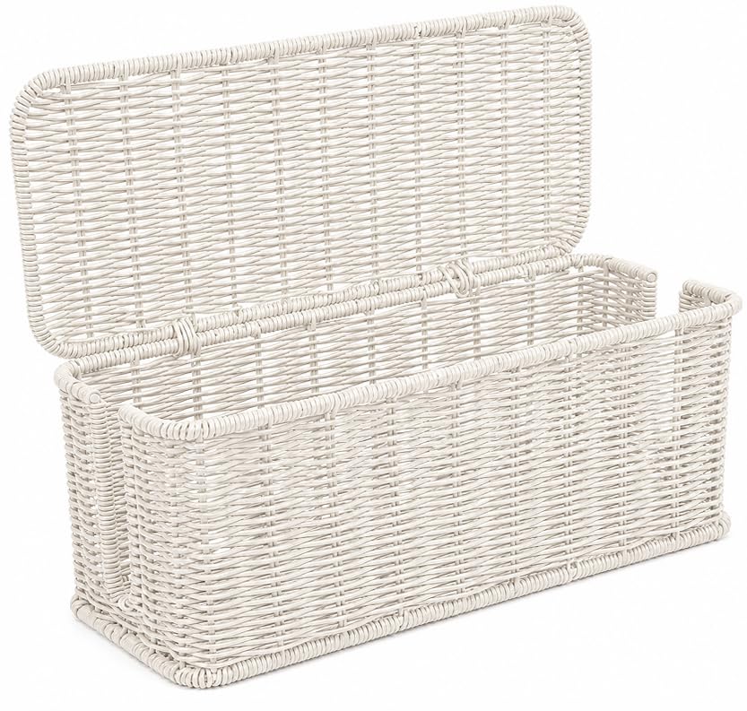 Cable Management Box, Handmade Rattan Cord Organizer for Power Strip