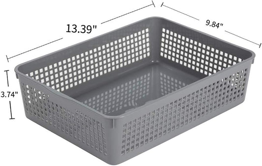 Eslite Plastic Organizing Baskets/Storage Tray Baskets,6-Pack,Gray