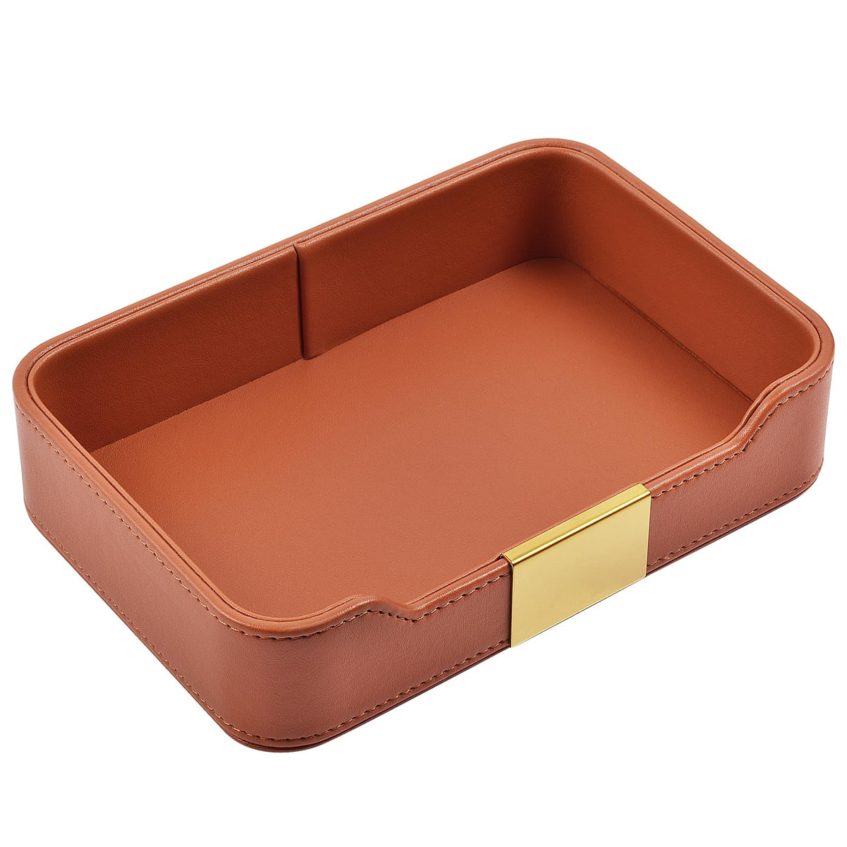 Luxury Leather Valet Tray Desktop Storage Organizer,Bedside Vanity Catchall Tray Nightstand Caddy Holder for Cosmetic,Jewelry,Watch,Keys,Phone,Wallet,Remote Controller,Pen,Black