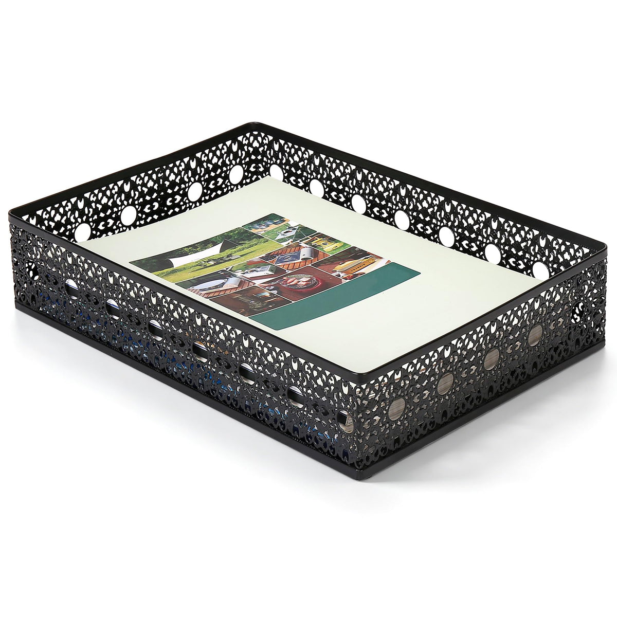 Desk Paper Tray Organizer, Metal Mesh Storage Basket for Office Home