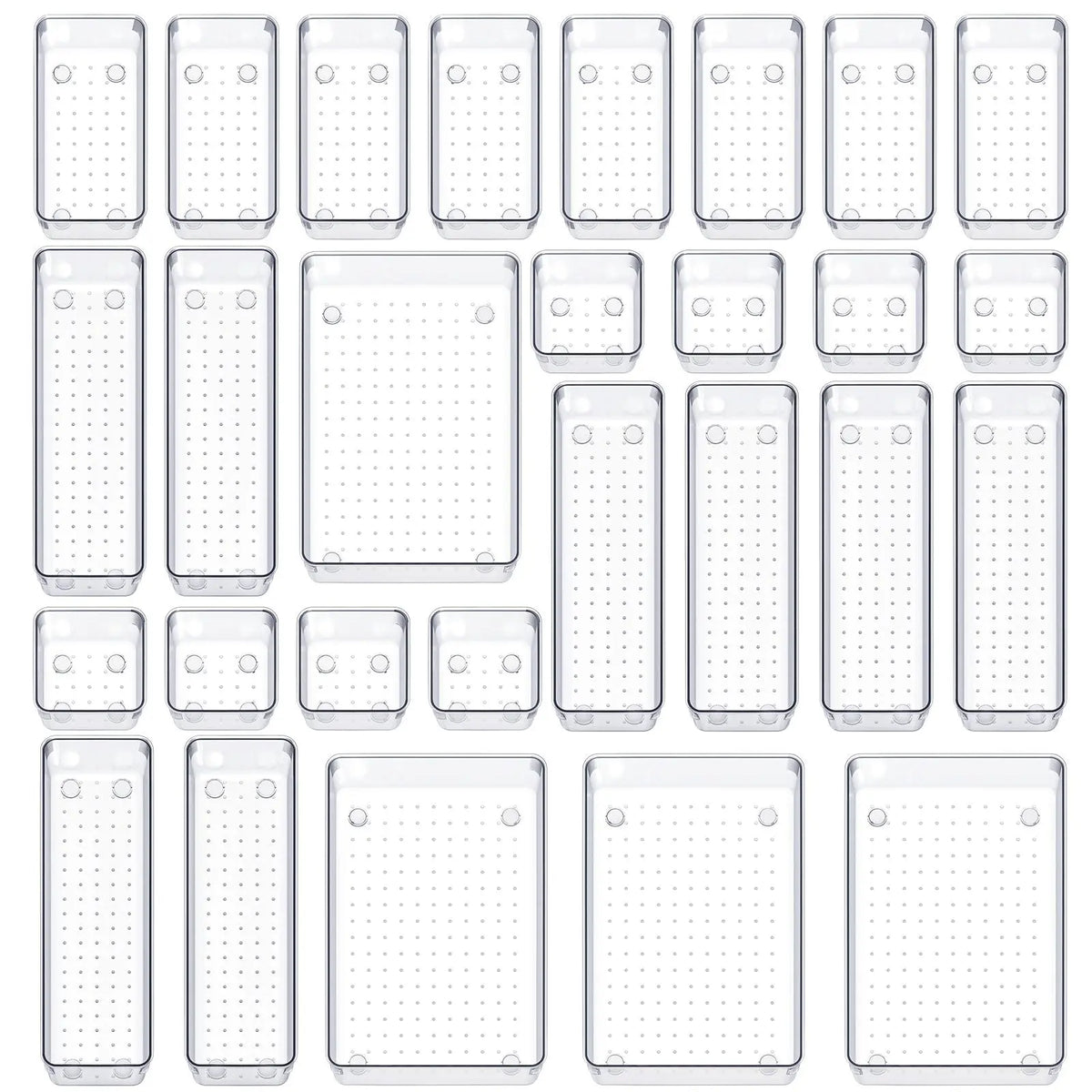 SMARTAKE Drawer Organizer, with Non-Slip Silicone Pads, Clear Drawer Organizer Trays Storage Tray