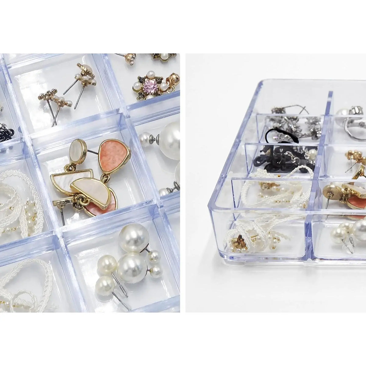 16 Grid Organizer Tray, Clear Stackable Storage Tray | 16 Compartments, Stackable Design, Clear Plastic, Storage, Makeup Organizer, Tray
