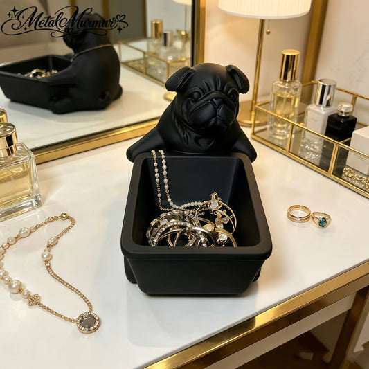 Black Bago cart jewelry storage tray, Nordic light luxury makeup table desktop storage ornament, retro dog-shaped desktop storage box, entrance key storage, bedroom jewelry placement are all suitable