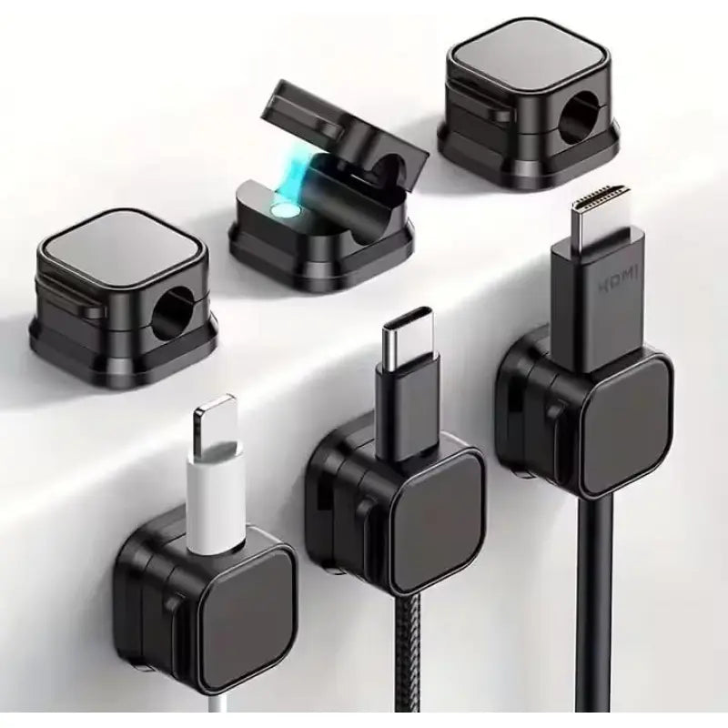 6 Pack Magnetic Cord Organizer,Desk Cable Management Clips, Phone Charger Wire Organizer Keeper for Nightstand Car Office Accessory