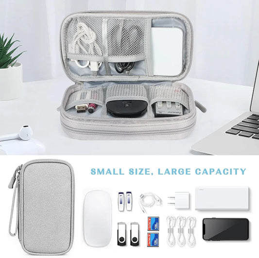 Travel Cable Storage Bag, Portable Waterproof Double Layers, Electronic Accessories Organizer Bag for Power Bank, Charging Cords, USB Cable, Earphones, Travel Stuff, International Travel