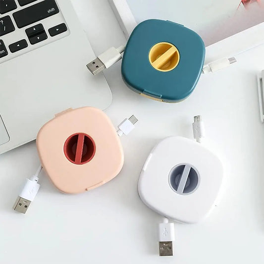 SICANDAENHK 3PCS Square Cable Management, Retractable Portable Cord Organizer, 3 Colors Flexible Cable Organizer for Home Office Classroom