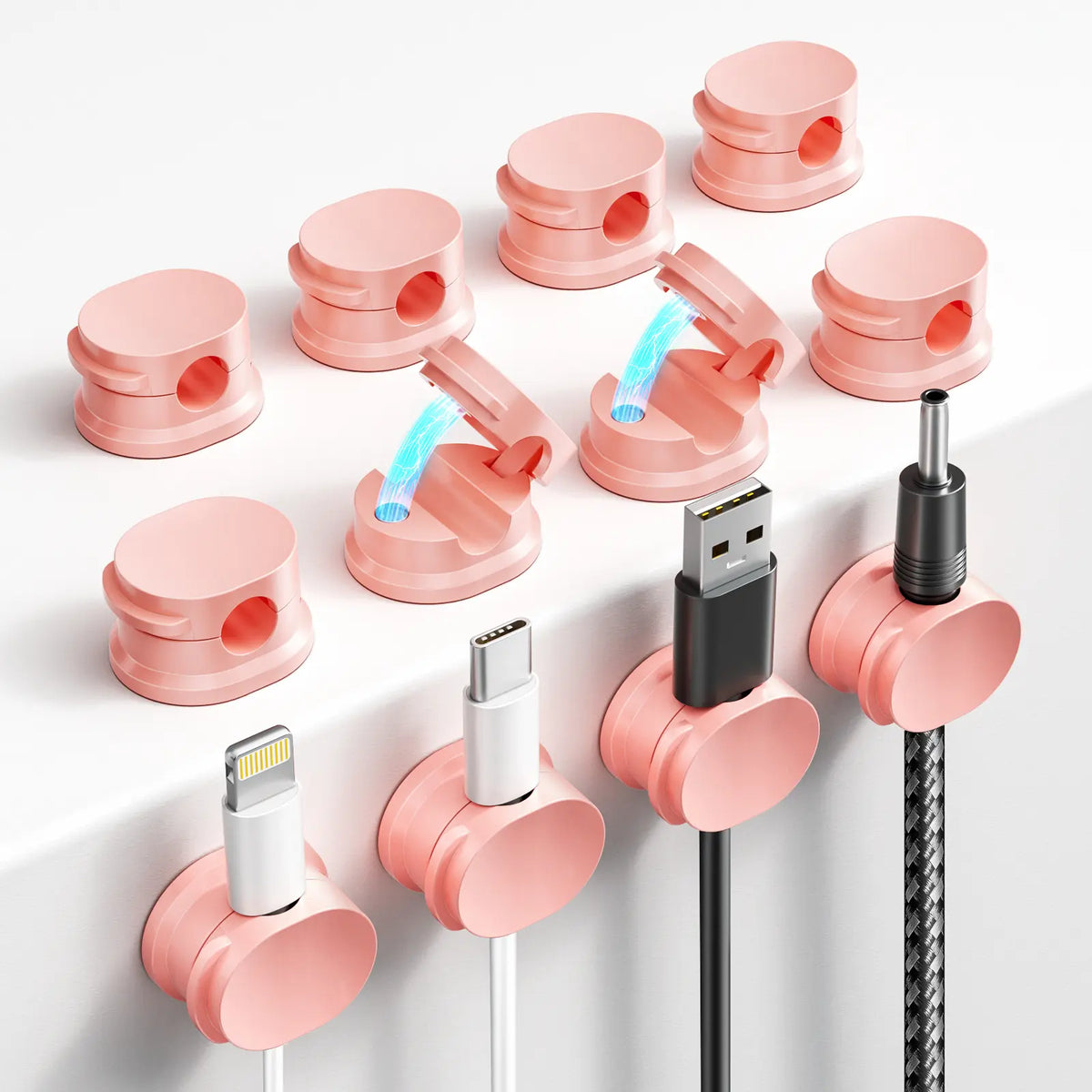 Magnetic Cord Organizer 12 Pack - Adhesive Cable Management Holder for USB Chargers on Bedside Tables Walls & Cars - Versatile & Easy to Use