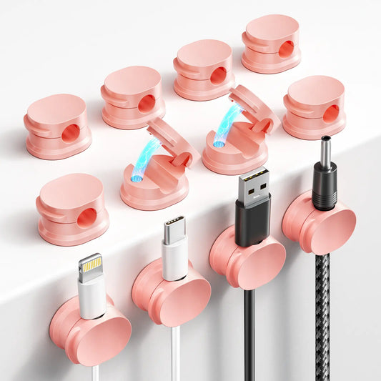 Magnetic Cord Organizer 12 Pack - Adhesive Cable Management Holder for USB Chargers on Bedside Tables Walls & Cars - Versatile & Easy to Use