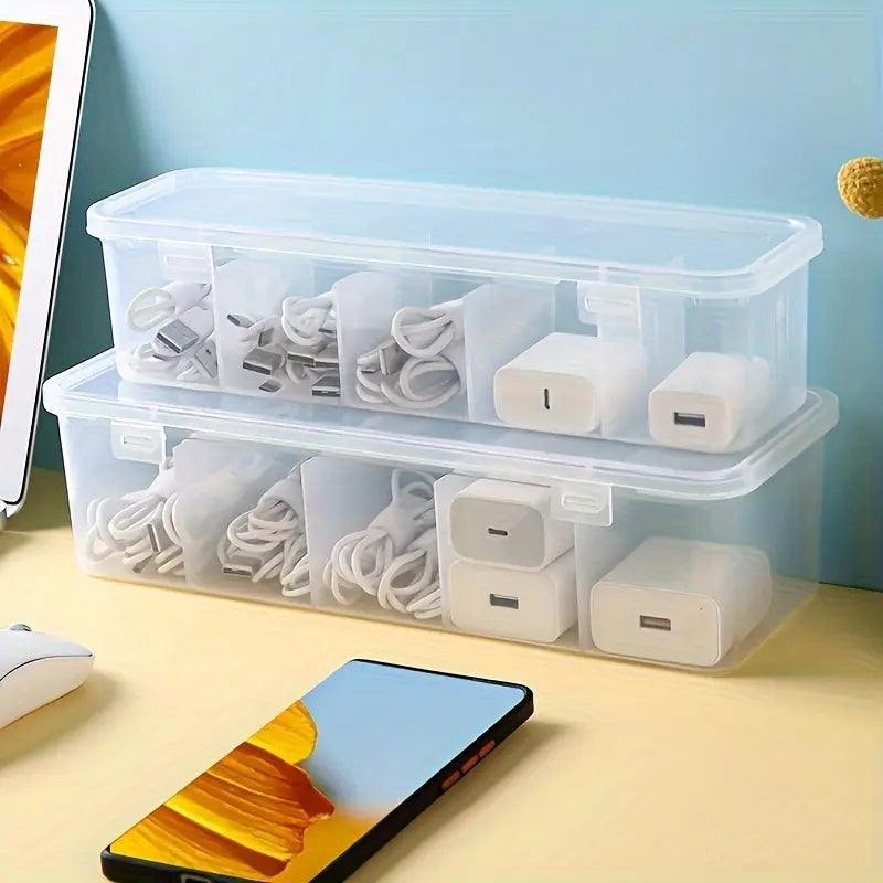 Multifunctional Cable Organizer Box Set, Durable Plastic Cable Management Storage Solution for Home & Office Use, Ideal for Organizing Various Items