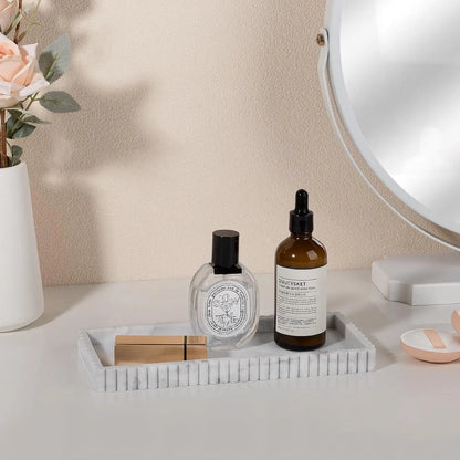 Square Storage Tray Bathroom Organizer for Bathroom Organization, Kitchen, Living Room, Vanity, Key, Cosmetics, Ring Holder, Decorative Edge Design, Bathroom Organizer Supplies