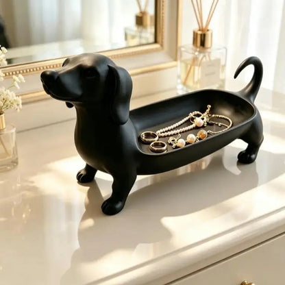 3D Printed Dachshund Jewelry Sundry Tray, Made from 3D Printing Material, Resin Key Tray, Desktop Storage Ornament for Pet Lovers, Interior Decor