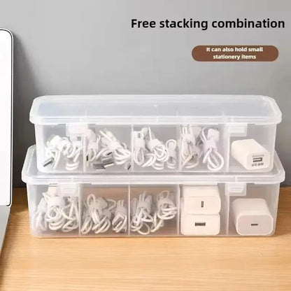 Multifunctional Cable Organizer Box Set, Durable Plastic Cable Management Storage Solution for Home & Office Use, Ideal for Organizing Various Items