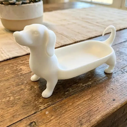3D Printed Dachshund Jewelry Sundry Tray, Made from 3D Printing Material, Resin Key Tray, Desktop Storage Ornament for Pet Lovers, Interior Decor