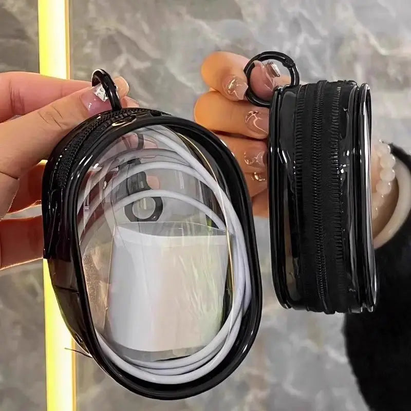 PVC Plastic Waterproof Cable Management Pouch with Hanging Hook - Compact Portable Organizer for Phone Cables, Chargers, Daily Essentials, Ideal for Business Trips, Daily Carry