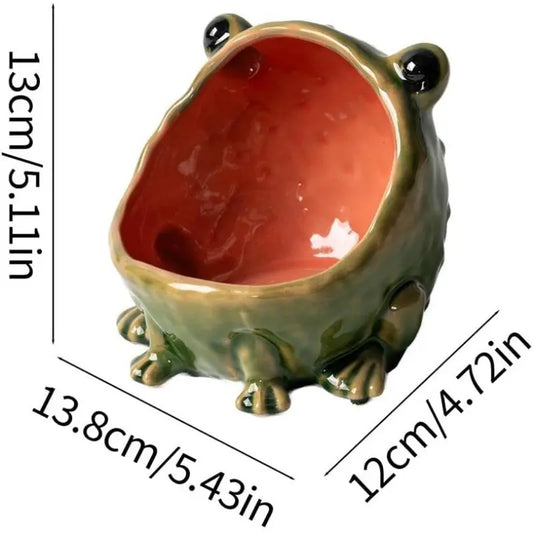 [Cute Housewarming Gift] Frog Statue Storage Tray, Entrance Key Holder, Frog Statue Desktop Decoration, Creative Animal Sculpture Storage Basket Tray, Decorative Key Candy, Cute Housewarming Gift, Ceramic Ornaments (Non-Food Contact)
