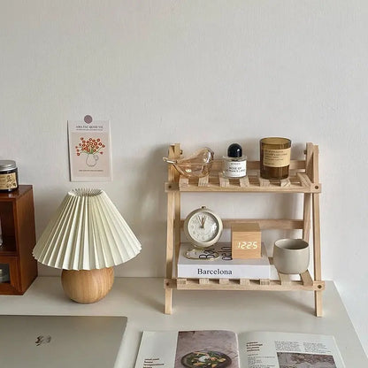 Wooden Desktop Storage Rack, 1 Count Double Layer Desk Organizer, Desk Storage Shelf for Home Office, Summer Home Decor Shelf