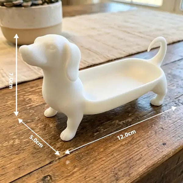 3D Printed Dachshund Jewelry Sundry Tray, Made from 3D Printing Material, Resin Key Tray, Desktop Storage Ornament for Pet Lovers, Interior Decor