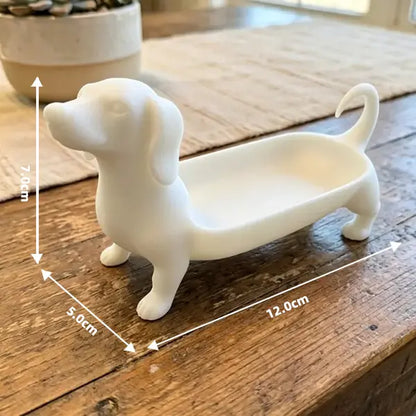3D Printed Dachshund Jewelry Sundry Tray, Made from 3D Printing Material, Resin Key Tray, Desktop Storage Ornament for Pet Lovers, Interior Decor