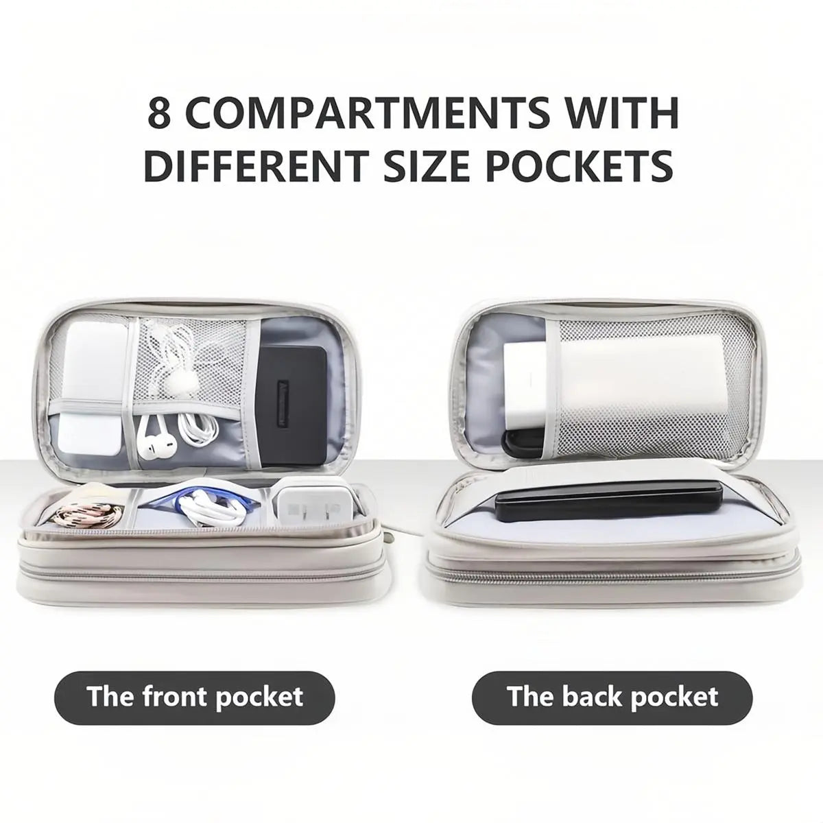 Travel Cable Accessories Bag Pouch,Portable Waterproof Storage Bag Electronic Organizer Case for Cable, Mouse,USB Cable,Power Bank,Cord, Charger, Phone, Earphone,Essentials
