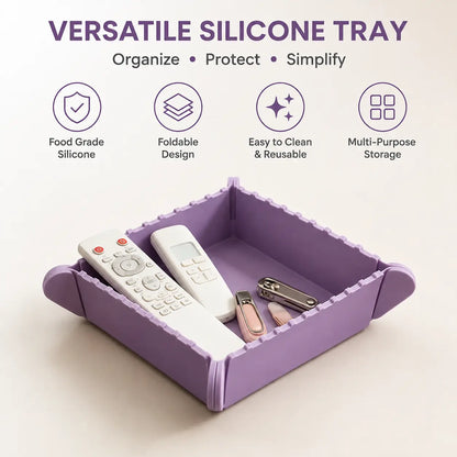 Foldable Silicone Organizer Storage Tray - 1 Count, Magnetic Folding Design, Compact, Easy to Clean, Multi-use for Home Kitchen Organizing, Outdoor Camping