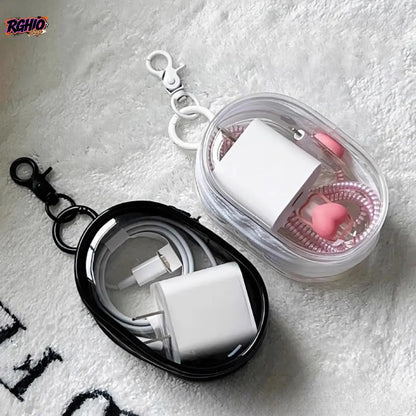 PVC Plastic Waterproof Cable Management Pouch with Hanging Hook - Compact Portable Organizer for Phone Cables, Chargers, Daily Essentials, Ideal for Business Trips, Daily Carry