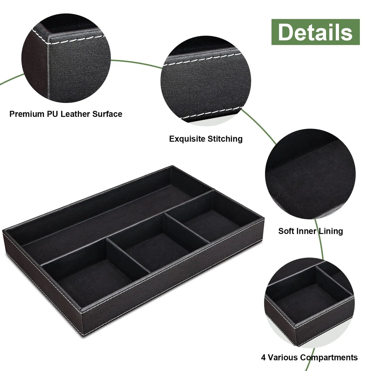 Faux Leather Storage Tray, Stackable Jewelry Drawer Organizer, Bedside Table Organiser, Edc Storage Tray, Versatile Organizer