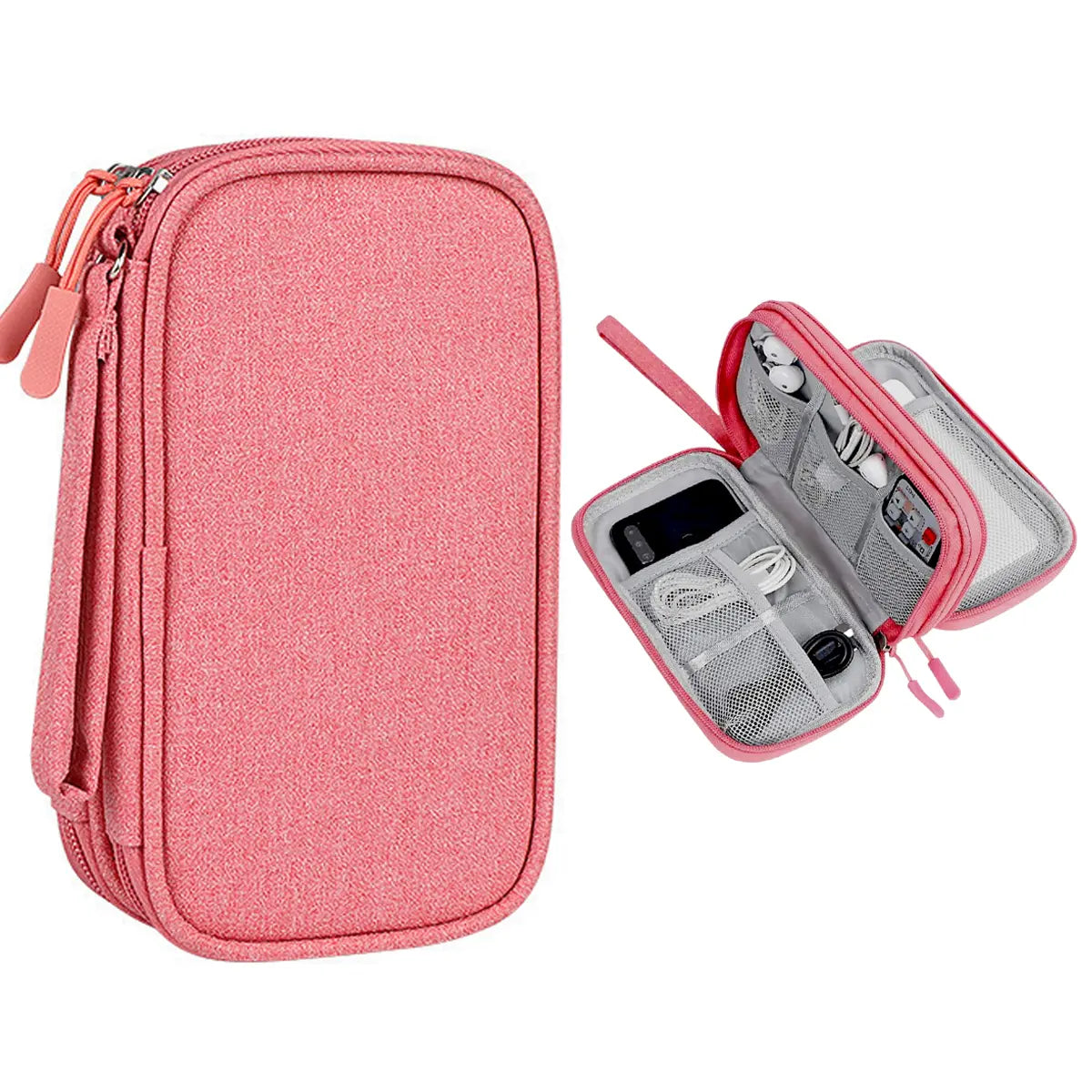 Travel Cable Storage Bag, Portable Waterproof Double Layers, Electronic Accessories Organizer Bag for Power Bank, Charging Cords, USB Cable, Earphones, Travel Stuff, International Travel