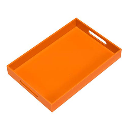 KEVLANG Clear Sturdy Acrylic Tray with Handles-8"x8"x2"H-Countertop Organizer Tray for Kitchen,Bathroom,Office- Storage Box for Cosmetics, Jewelry,Toiletries,Toy,Gadgets