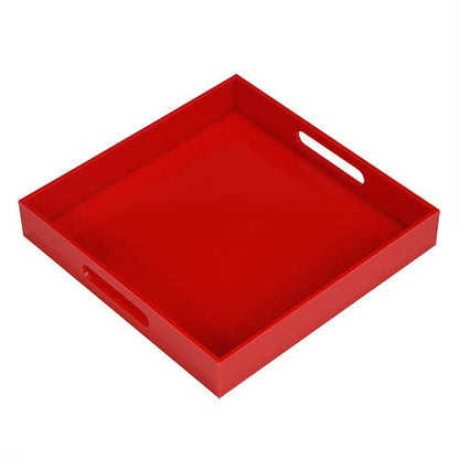 KEVLANG Clear Sturdy Acrylic Tray with Handles-8"x8"x2"H-Countertop Organizer Tray for Kitchen,Bathroom,Office- Storage Box for Cosmetics, Jewelry,Toiletries,Toy,Gadgets