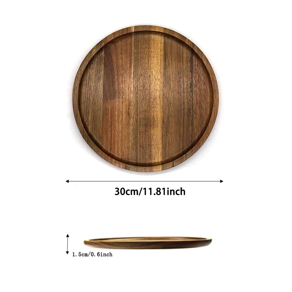 Wooden Round Storage Tray, 1-Piece Multifunctional Desktop Organizer for Bathroom, Bedroom & Living Room