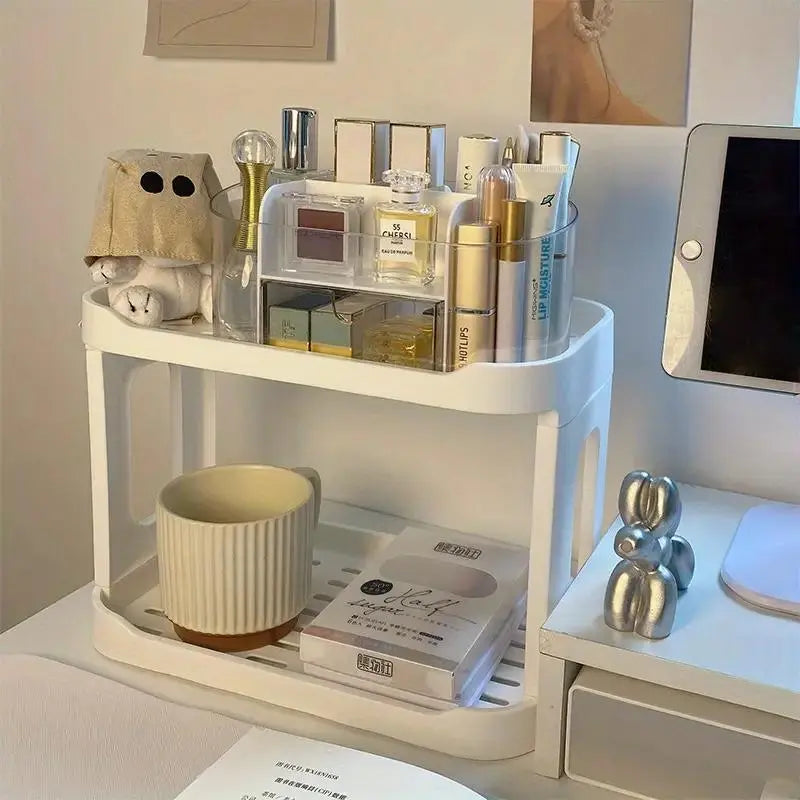 Desktop Storage Rack, 1 Count Multi Layer Makeup Skincare Storage Holder, Desktop Organizer for Bathroom, Bedroom, Living Room, Home Organizer, Desk Organizer Tidy, Desk Top Organizing, Desk Accessory