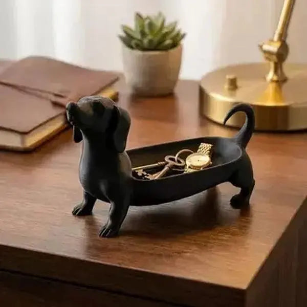 3D Printed Dachshund Jewelry Sundry Tray, Made from 3D Printing Material, Resin Key Tray, Desktop Storage Ornament for Pet Lovers, Interior Decor