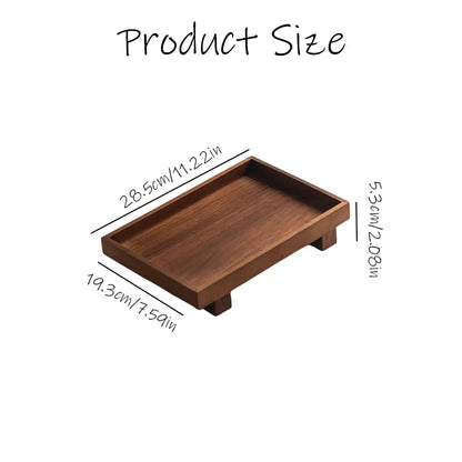 Handmade Solid Acacia Wood Vanity Tray - Handmade Detail, Rustic Grain Look, Solid Wood Travel Tidy, Durable Modern Home Decor Bathroom Gadget for Shampoo, Cosmetics, Travel Toiletries (Home Use)