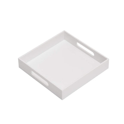 KEVLANG Clear Sturdy Acrylic Tray with Handles-8"x8"x2"H-Countertop Organizer Tray for Kitchen,Bathroom,Office- Storage Box for Cosmetics, Jewelry,Toiletries,Toy,Gadgets