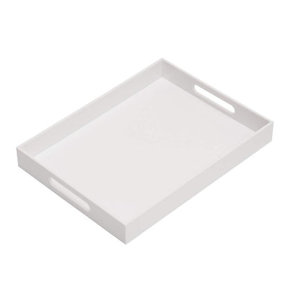 KEVLANG Clear Sturdy Acrylic Tray with Handles-8"x8"x2"H-Countertop Organizer Tray for Kitchen,Bathroom,Office- Storage Box for Cosmetics, Jewelry,Toiletries,Toy,Gadgets