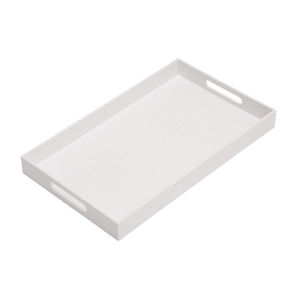 KEVLANG Clear Sturdy Acrylic Tray with Handles-8"x8"x2"H-Countertop Organizer Tray for Kitchen,Bathroom,Office- Storage Box for Cosmetics, Jewelry,Toiletries,Toy,Gadgets