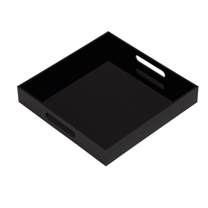 KEVLANG Clear Sturdy Acrylic Tray with Handles-8"x8"x2"H-Countertop Organizer Tray for Kitchen,Bathroom,Office- Storage Box for Cosmetics, Jewelry,Toiletries,Toy,Gadgets
