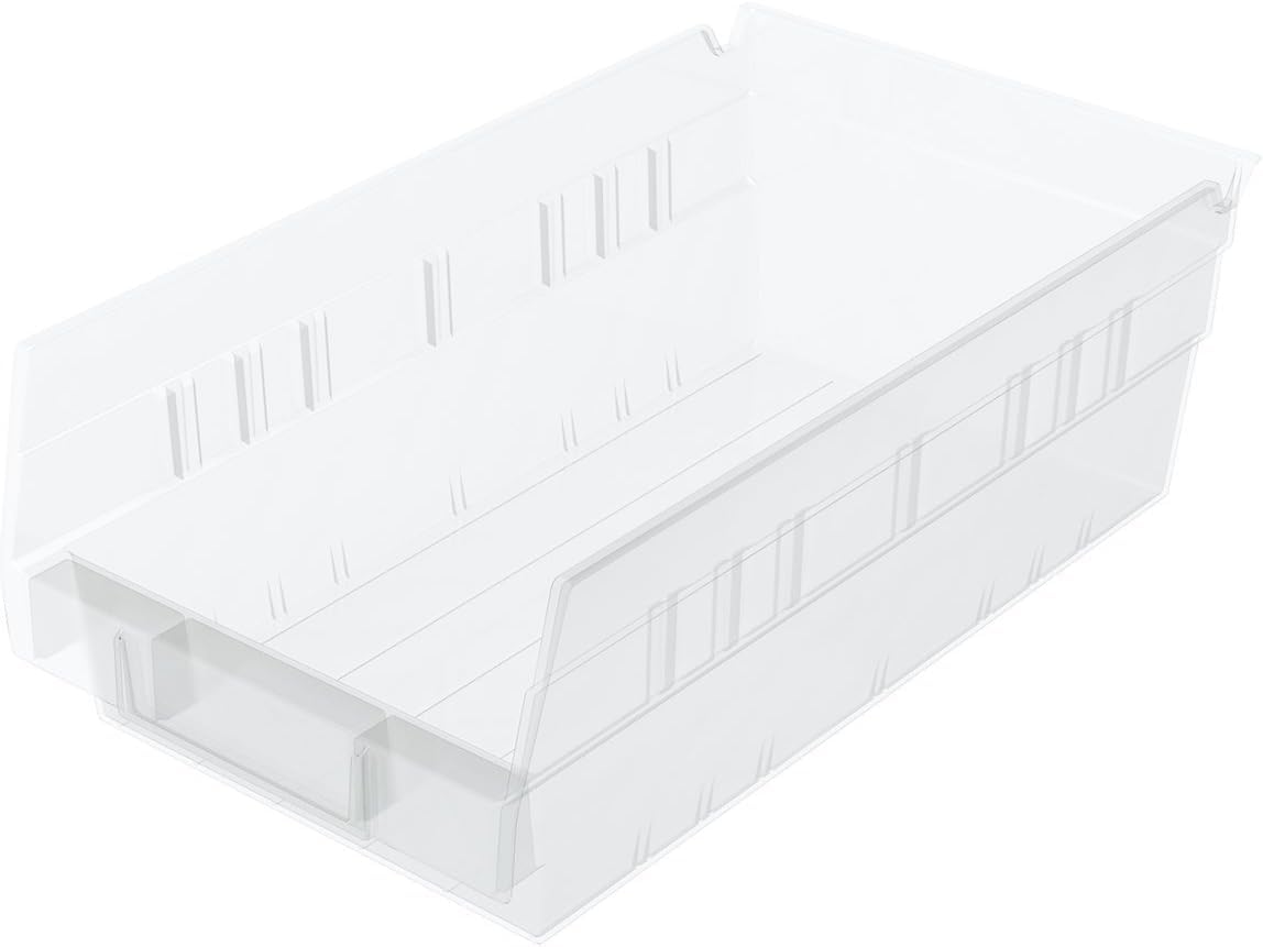 Akro-Mils 30130 Heavy Duty Plastic Shelf Bins, 12"x 6.5"x 4", Red, 12-Pk