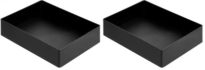 Amazon Basics Rectangular Plastic Desk Organizer with Storage Trays, Accessory Tray for Office Supplies and Pen Holder, 9.4 x 6.7 x 2 inch, Black
