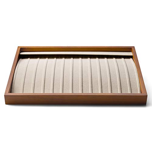 Oirlv Wood Flat Jewelry Tray Stackable Jewelry Drawer Organizer Showcase Jewelry Holder(Grey)