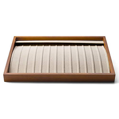 Oirlv Wood Flat Jewelry Tray Stackable Jewelry Drawer Organizer Showcase Jewelry Holder(Grey)