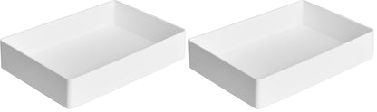 Amazon Basics Rectangular Plastic Desk Organizer with Storage Trays, Accessory Tray, Drawer Organizer, 9.4 x 6.7 x 2 inch, White