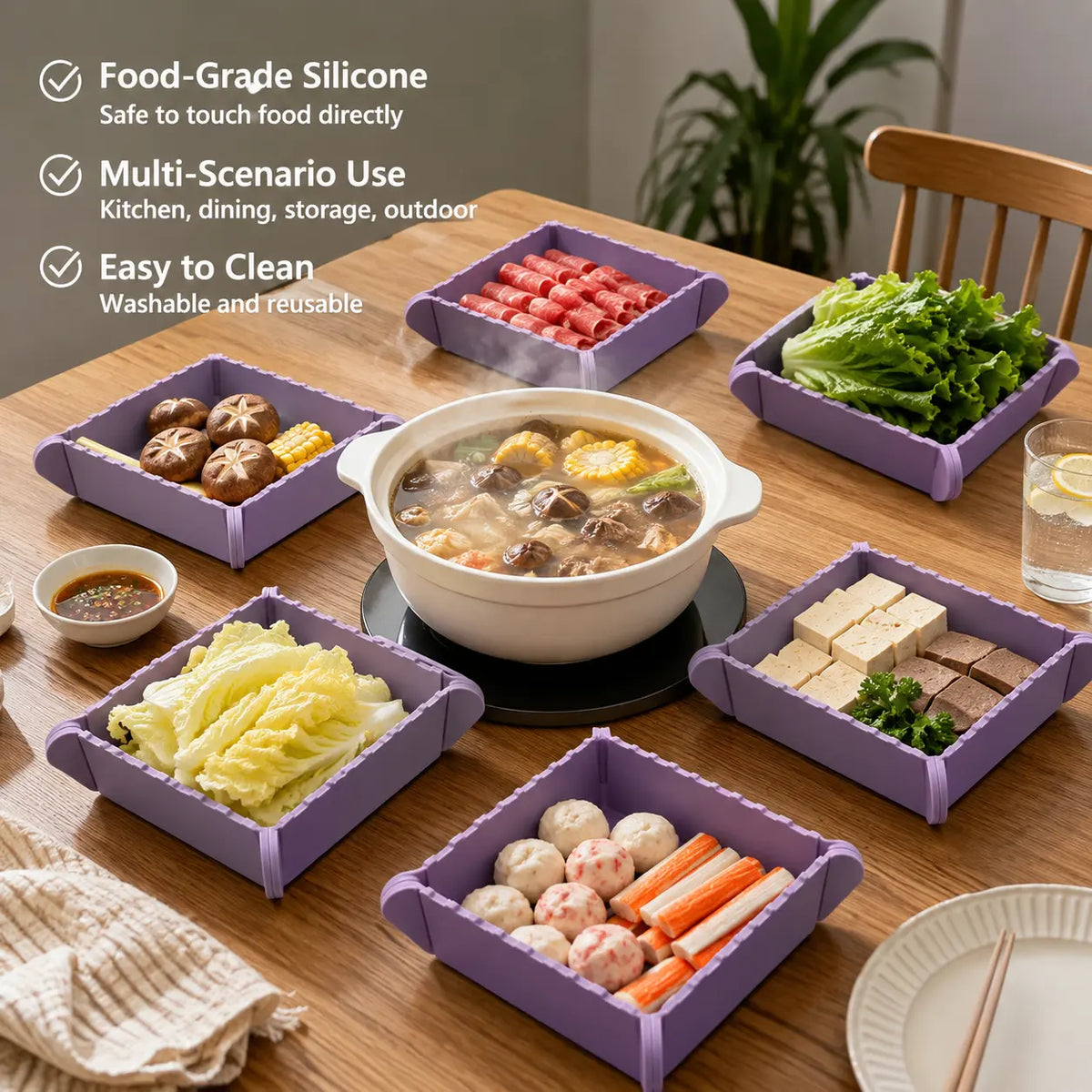Foldable Silicone Organizer Storage Tray - 1 Count, Magnetic Folding Design, Compact, Easy to Clean, Multi-use for Home Kitchen Organizing, Outdoor Camping