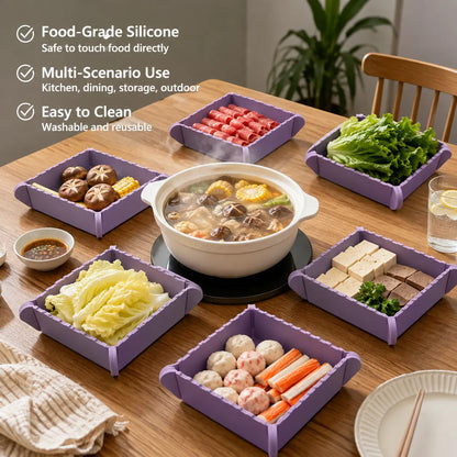 Foldable Silicone Organizer Storage Tray - 1 Count, Magnetic Folding Design, Compact, Easy to Clean, Multi-use for Home Kitchen Organizing, Outdoor Camping