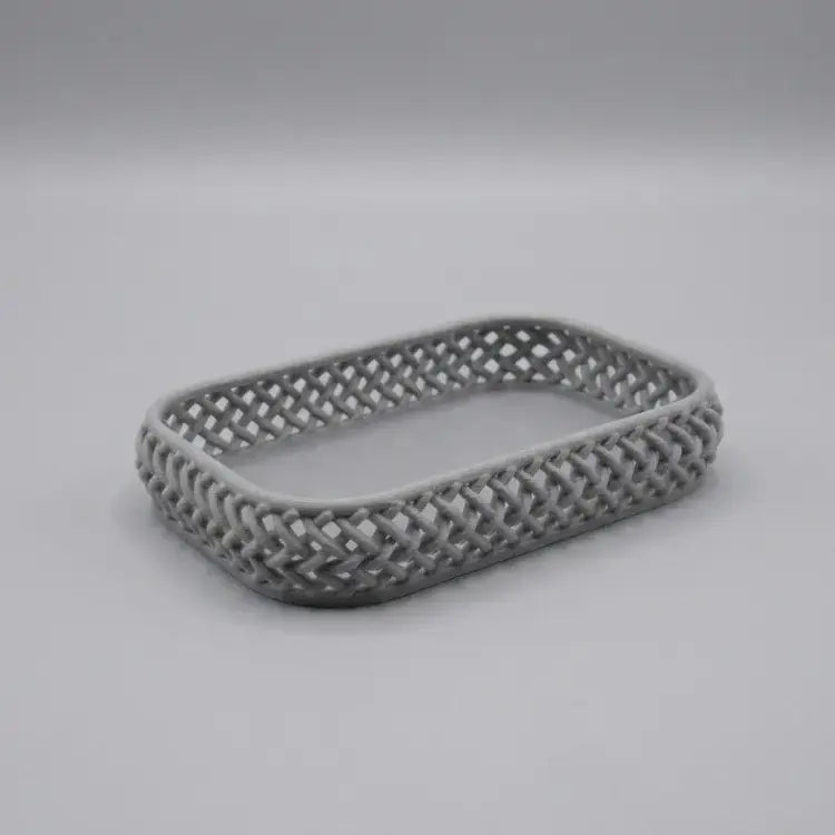 Woven Hollow Desktop Storage Tray, Jewelry and Makeup Brush Organizer for Entryway and Vanity