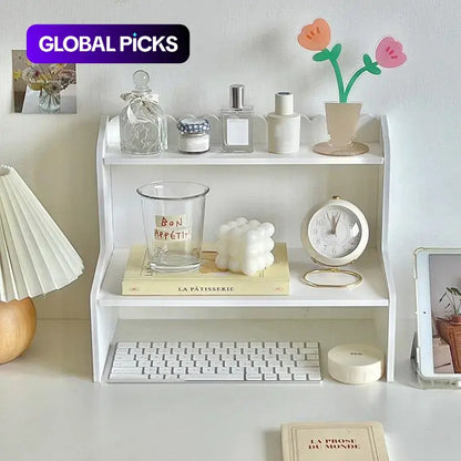 Double-Layer Storage Rack, Desktop Organizer Shelf, Multi-Functional Desk & Makeup Supplies Holder, Multi Purpose Organizers, Desk Accessories for Home and Office Use
